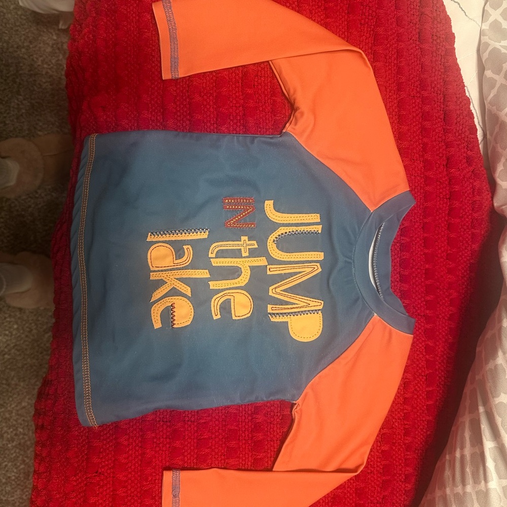 Mud Pie Orange and Blue Graphic Top